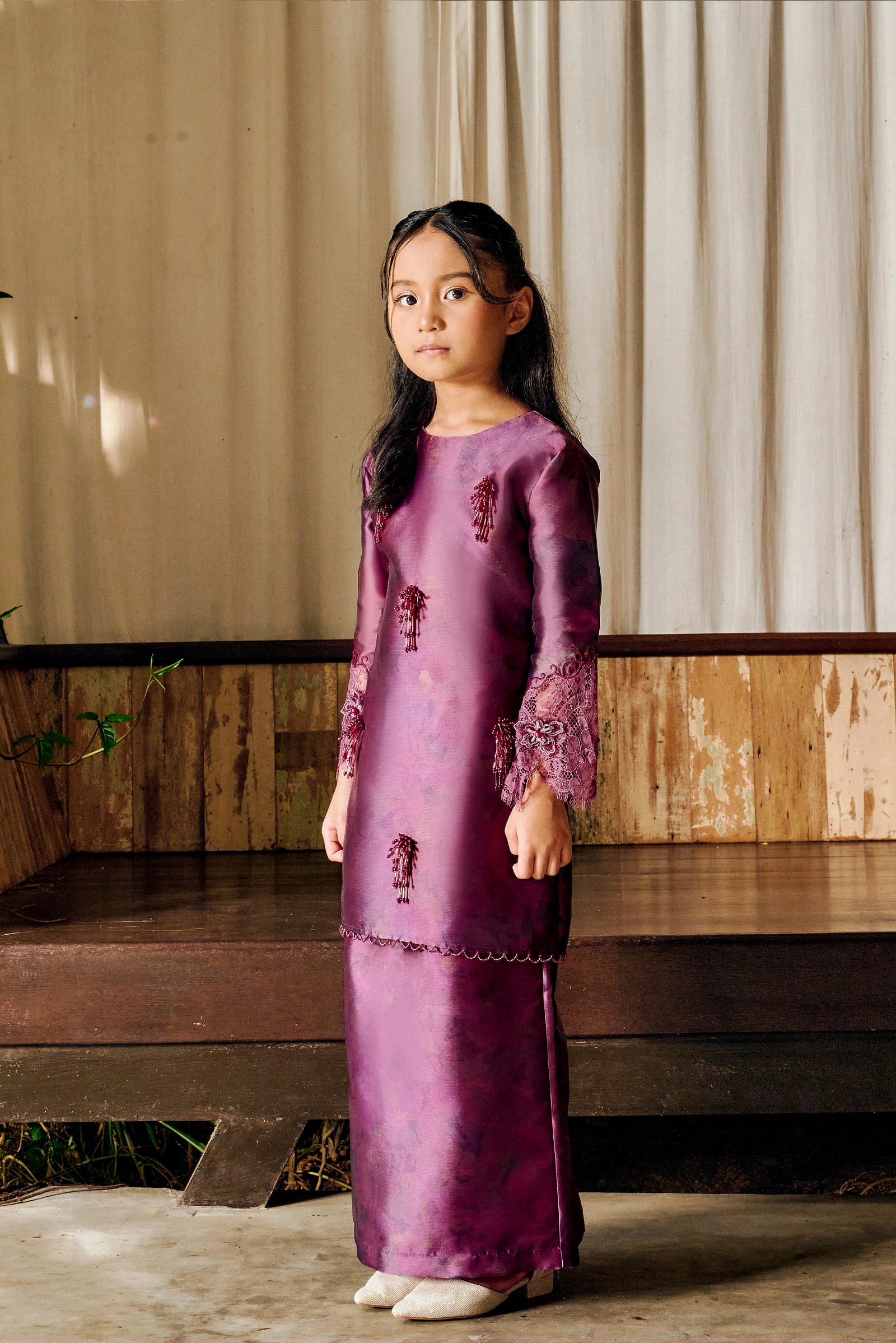 ELAYA KIDS PRINTED BURGUNDY