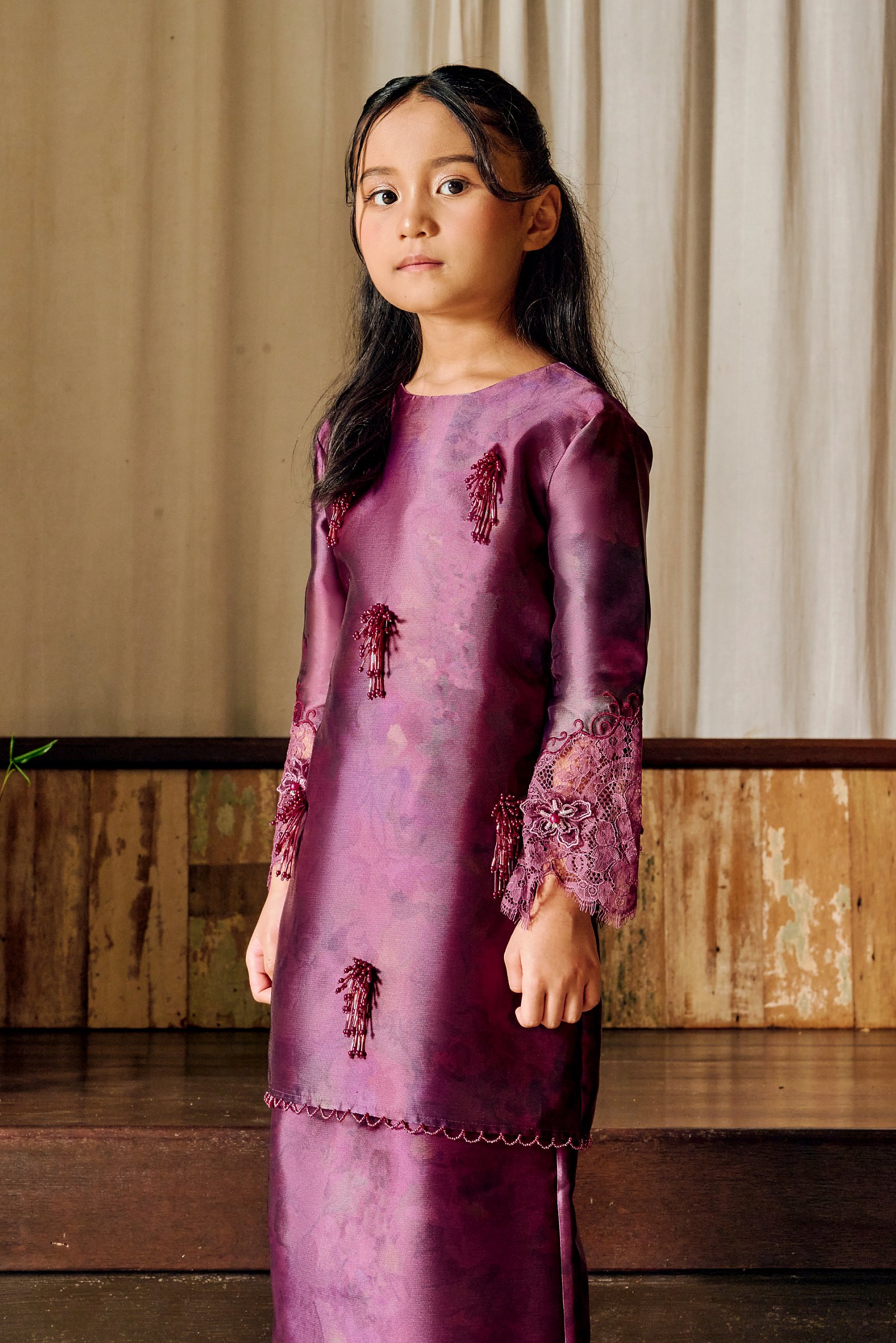 ELAYA KIDS PRINTED BURGUNDY