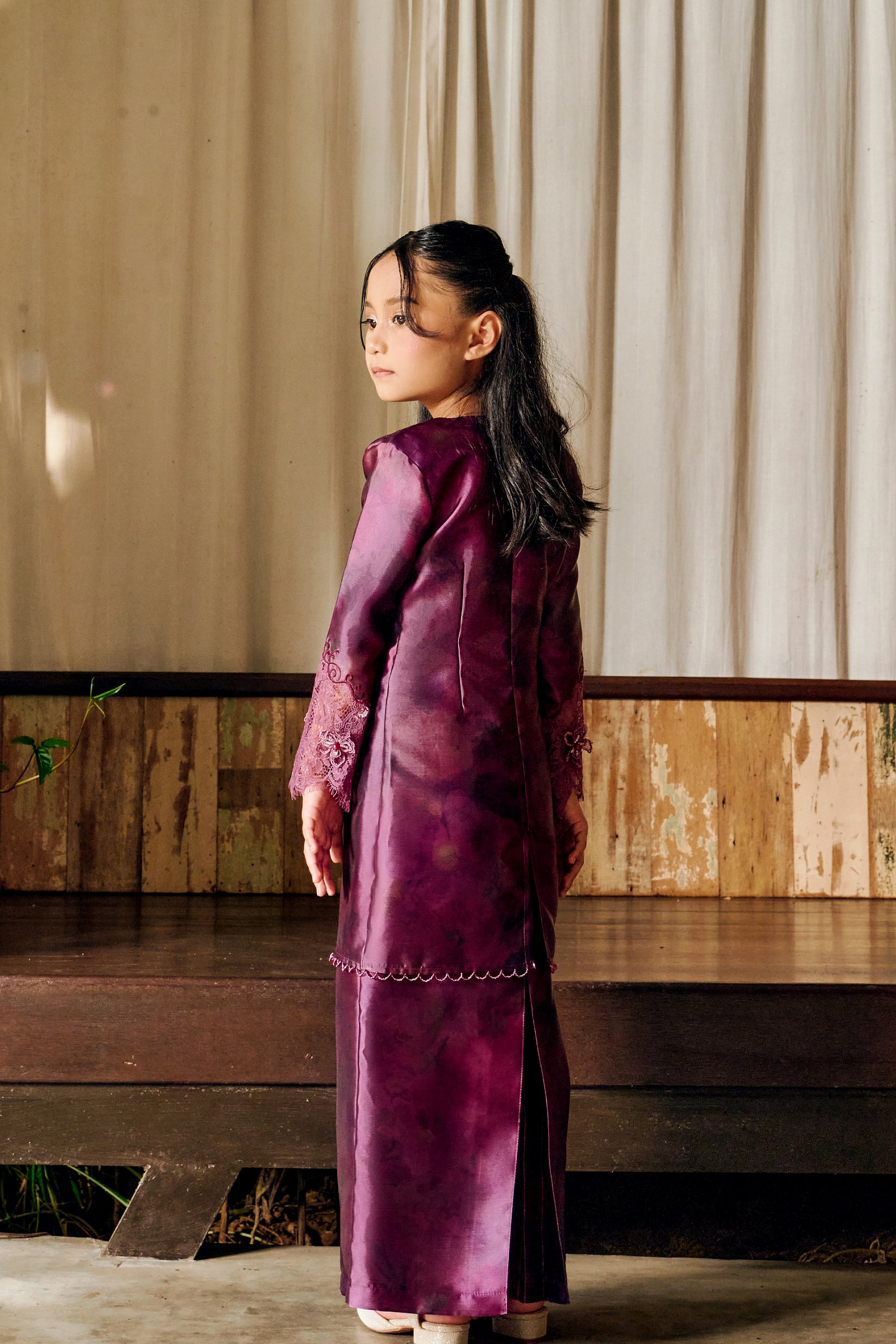 ELAYA KIDS PRINTED BURGUNDY