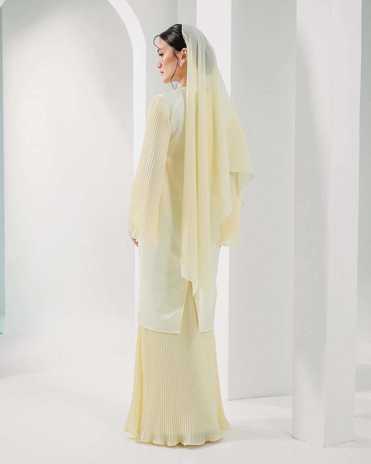 CHIFFON SULAM VEIL IN SOFT YELLOW