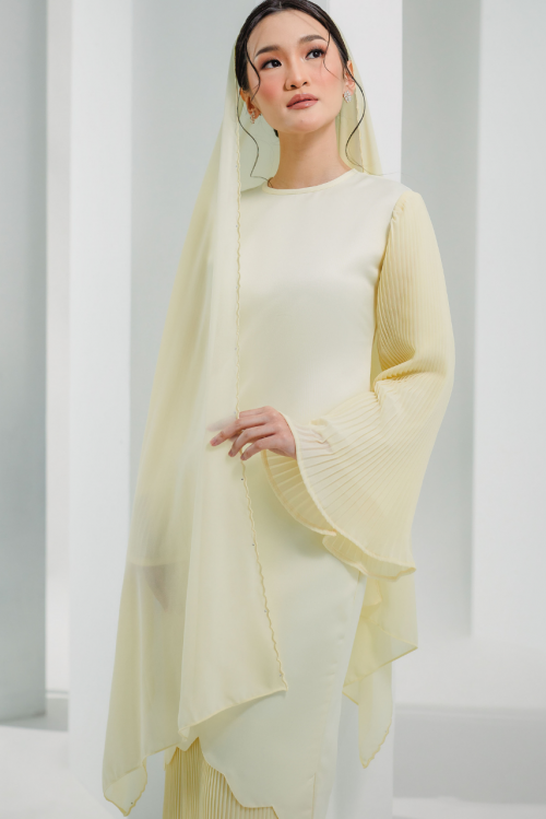 CHIFFON SULAM VEIL IN SOFT YELLOW