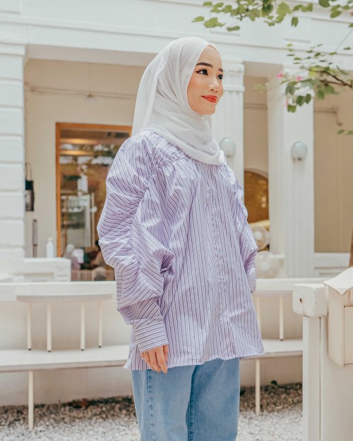 ISLEEN TOP IN PURPLE STRIPE