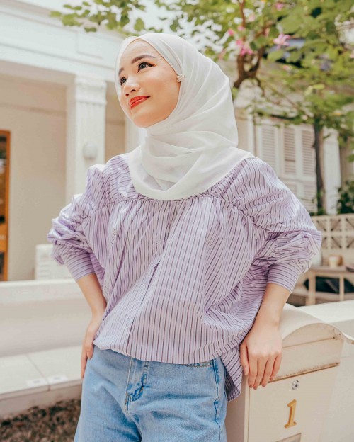 ISLEEN TOP IN PURPLE STRIPE