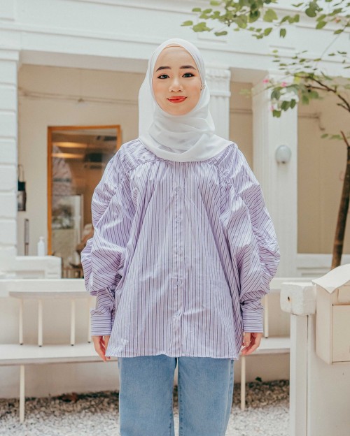 ISLEEN TOP IN PURPLE STRIPE