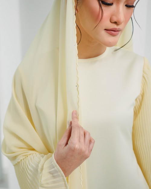 CHIFFON SULAM VEIL IN SOFT YELLOW